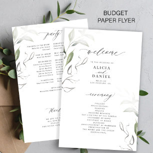 Elegante Budget-Hochzeitsdekoration mit Grünpflanz Flyer
