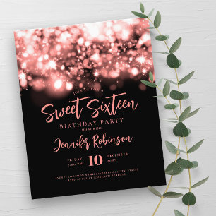 Elegante Budget Rose Gold Sparkle Sweet 16 Einladu Flyer