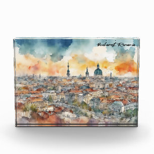 Elegante Bukarest Rumänien Wasserfarben Stadtansic Fotoblock