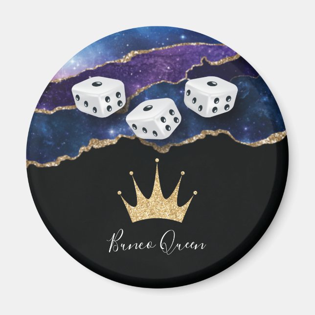 Elegante Bunco Dice Queen Glitzer Gold Crown Magnet (Vorne)