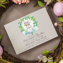 Elegante Bunny Floral Wreath Brunch & Egg Hunt