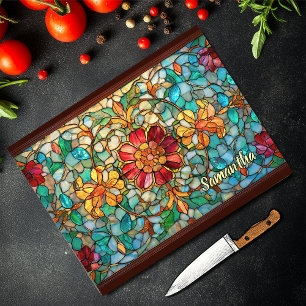 Elegante bunte Blumenfenster Schneidebrett