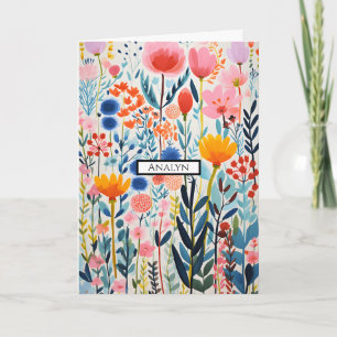 Elegante bunte Botanische Pflanze Faltkarte Karte