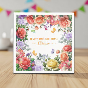 Elegante bunte florale 10. Geburtstagsfeier Serviette