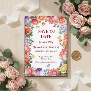 Elegante bunte florale 52. Geburtstagsfeier Save The Date