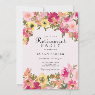Elegante bunte florale Ruhestandsfeier Einladung