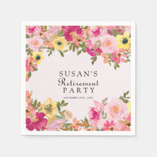 Elegante bunte florale Ruhestandsfeier Serviette