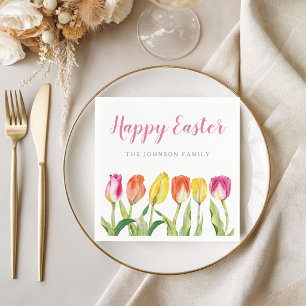 Elegante Bunte Frohe Ostern Florale Tulpe Serviette