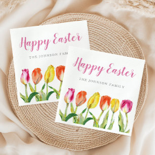 Elegante Bunte Frohe Ostern Florale Tulpe Serviette