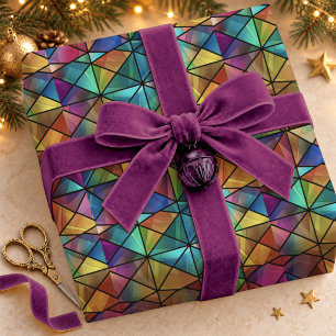 Elegante Bunte Geometrische Glasmalerei Geschenkpapier