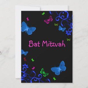 Elegante bunte Schmetterlinge, Custom Bat Mitzvah Einladung