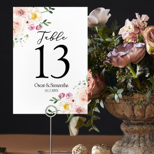 Elegante bunte Schönheitsblumen & Goldtropfen Tischnummer