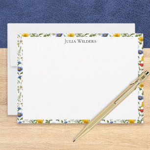 Elegante bunte Sommerwildblumen personalisiert Mitteilungskarte
