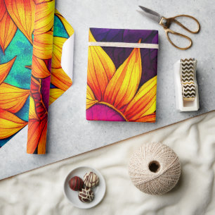 Elegante bunte Sonnenblume Flower Power Kunstwerk Geschenkpapier
