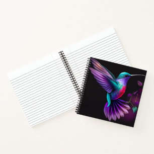 Elegante bunte Türkis-Violett-Kolibri-Kunst   Notizbuch