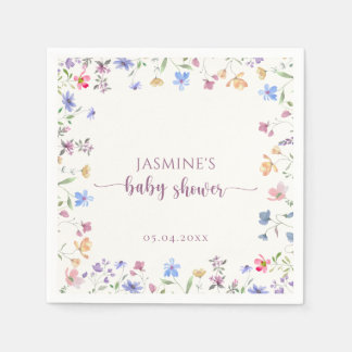 Elegante bunte Wasserfarbe-Floral-Baby-Party Serviette