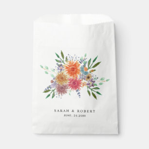 Elegante Bunte Wasserfarbe Florale Rustikale Hochz Geschenktütchen
