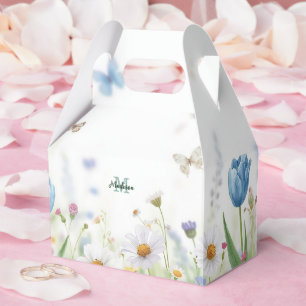 Elegante bunte Wildblume Blauer Schmetterling Geschenkschachtel