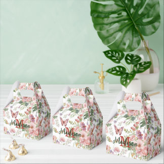 Elegante bunte Wildblume Blauer Schmetterling Geschenkschachtel