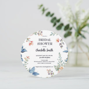 Elegante bunte Wildblumen-Blume blaue Schmetterlin Einladung