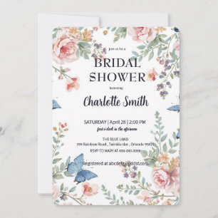 Elegante bunte Wildblumen-Blume blaue Schmetterlin Save The Date
