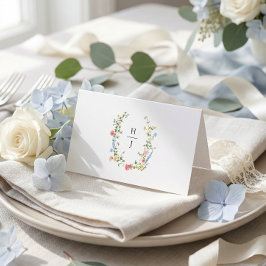 Elegante bunte Wildblumen-Hochzeit  Platzkarte