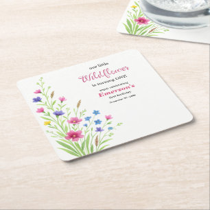 Elegante bunte Wildblumen-Party zum 1. Geburtstag Rechteckiger Pappuntersetzer