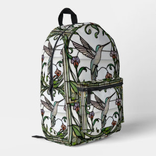 Elegante Buntglas Kunst Nouveau Kolibri Bedruckter Rucksack