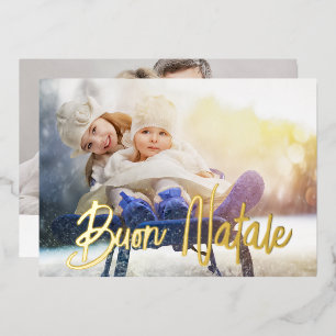 Elegante Buon Natale Foto Gold Folien Feiertagskarte