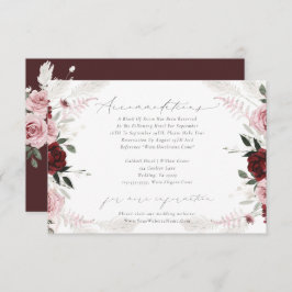 Elegante Burgund Dusty Rose Hochzeitsunterkunft Begleitkarte