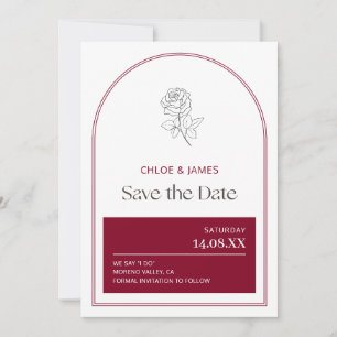 Elegante Burgund Moderne Kunst Romantische Rote Ro Save The Date