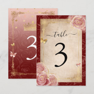 Elegante Burgund Rosa Rose Gold Tischnummer Cards