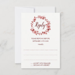 Elegante Burgund-Rose-Kranzekarten RSVP Karte