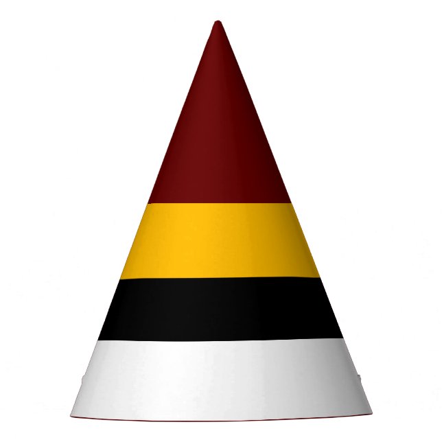 Elegante Burgund Schwarz-weiß Golden Gelb Streifen Partyhütchen (Vorderseite)
