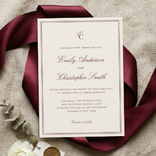 Elegante Burgund- und Creme-Hochzeit im klassische Einladung