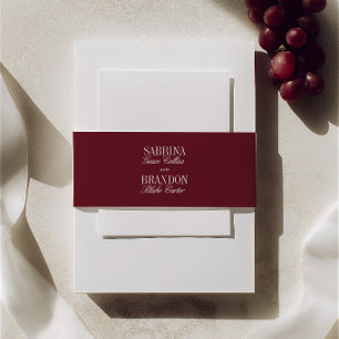 Elegante Burgund- und Elfenbeinhochzeit  Einladungsbanderole