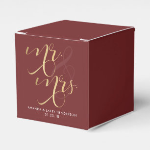 Elegante Burgund- und Goldene Hochzeitsgeschenkbox Geschenkschachtel
