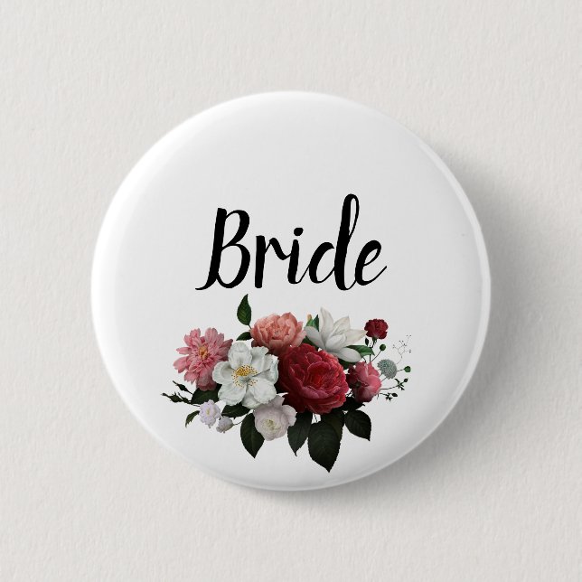 Elegante Burgund und rosa Blume Bride Button (Vorderseite)