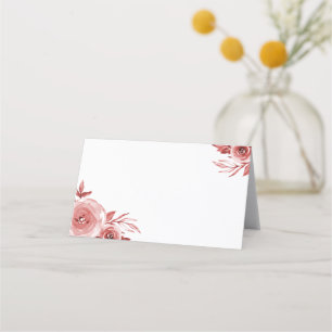 Elegante Burgund Wasserfarben-Rose Hochzeit Platzkarte