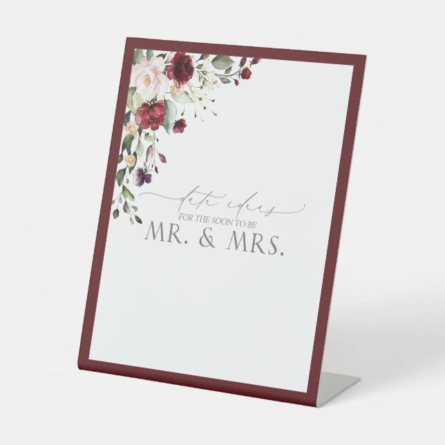 Elegante Burgund Wasserfarben Sockelschild (Vorderseite)