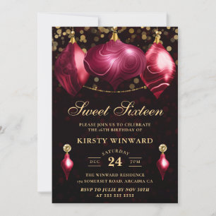 Elegante Burgunder-Achat-Winter-Anhänger Sweet 16 Einladung