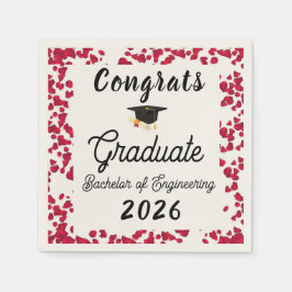 Elegante Burgunder Blumenblüten Abschluss 2026 Serviette