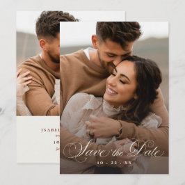 Elegante Burgunder-Creme-Foto-Hochzeit Save The Date