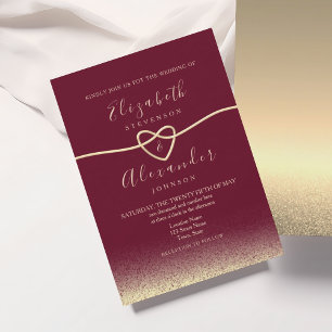 Elegante burgunder-goldene Hochzeitseinladung Einladung