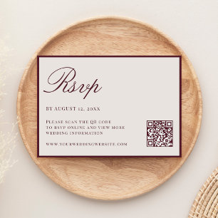 Elegante Burgunder Hochzeit im Stil des alten Geld RSVP Karte