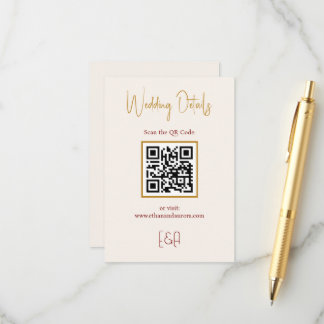 Elegante Burgunder-Hochzeits-QR-Code-Beilagekarte Begleitkarte