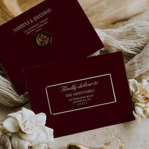 Elegante Burgunder Hochzeitsgast-Adressetiketten Aufkleber