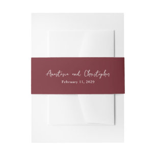 Elegante Burgunder-Reine Hochzeit Einladungsbanderole