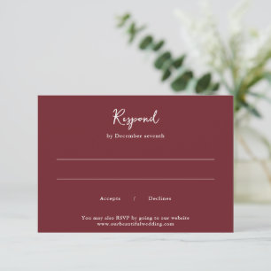 Elegante Burgunder-Reine Hochzeit RSVP Karte