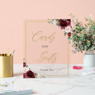 Elegante Burgunder-Rosé-Blumenkarten und Geschenke Acrylschild